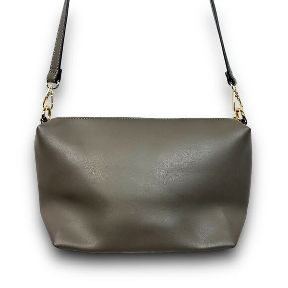 Espe Vegan Leather Crossbody Bag Adjustable Strap Gold Tone Hardware Gray Taupe - Picture 3 of 6